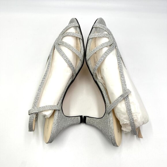 7W 7 WIDE WIDTH Touch Ups Womens Clara Silver‎ Kitten Heels Dress Sandals Shoes - Picture 7 of 15